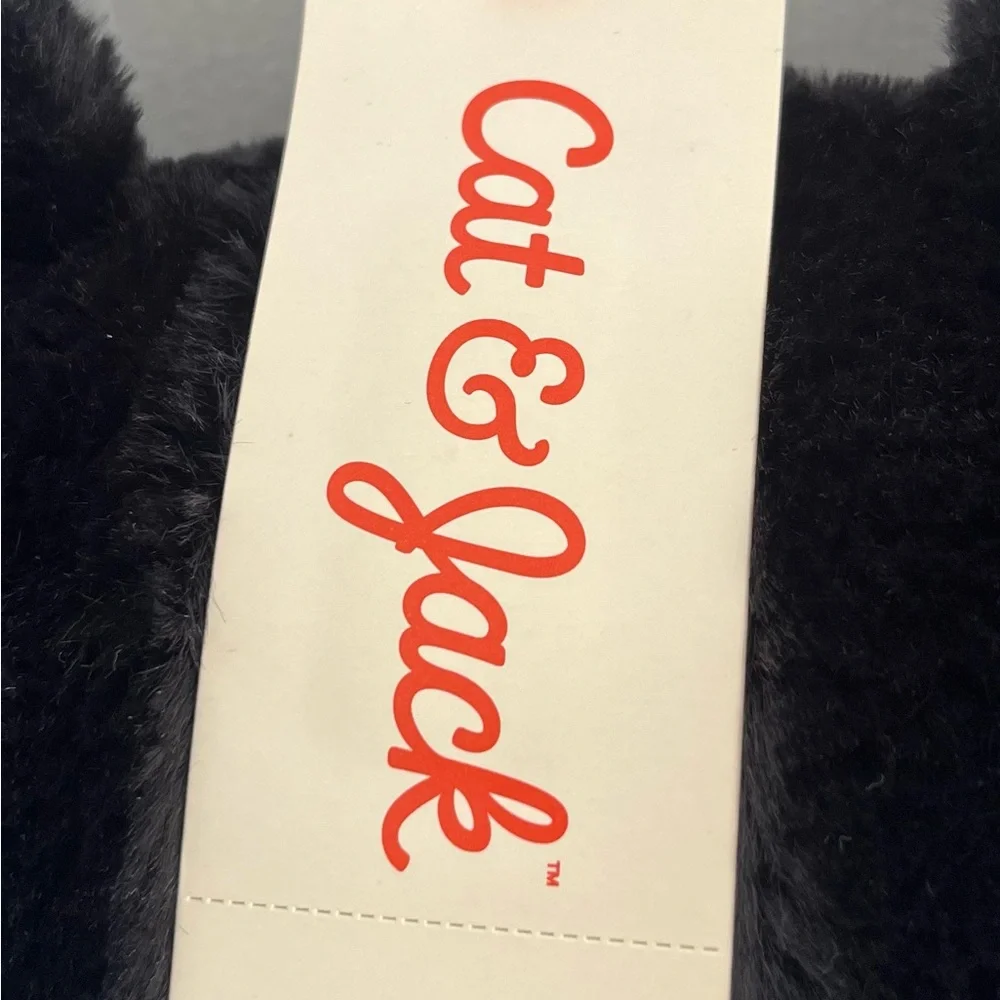 NWT Cat & Jack Black Cat Theme Faux Fur Hand Mit